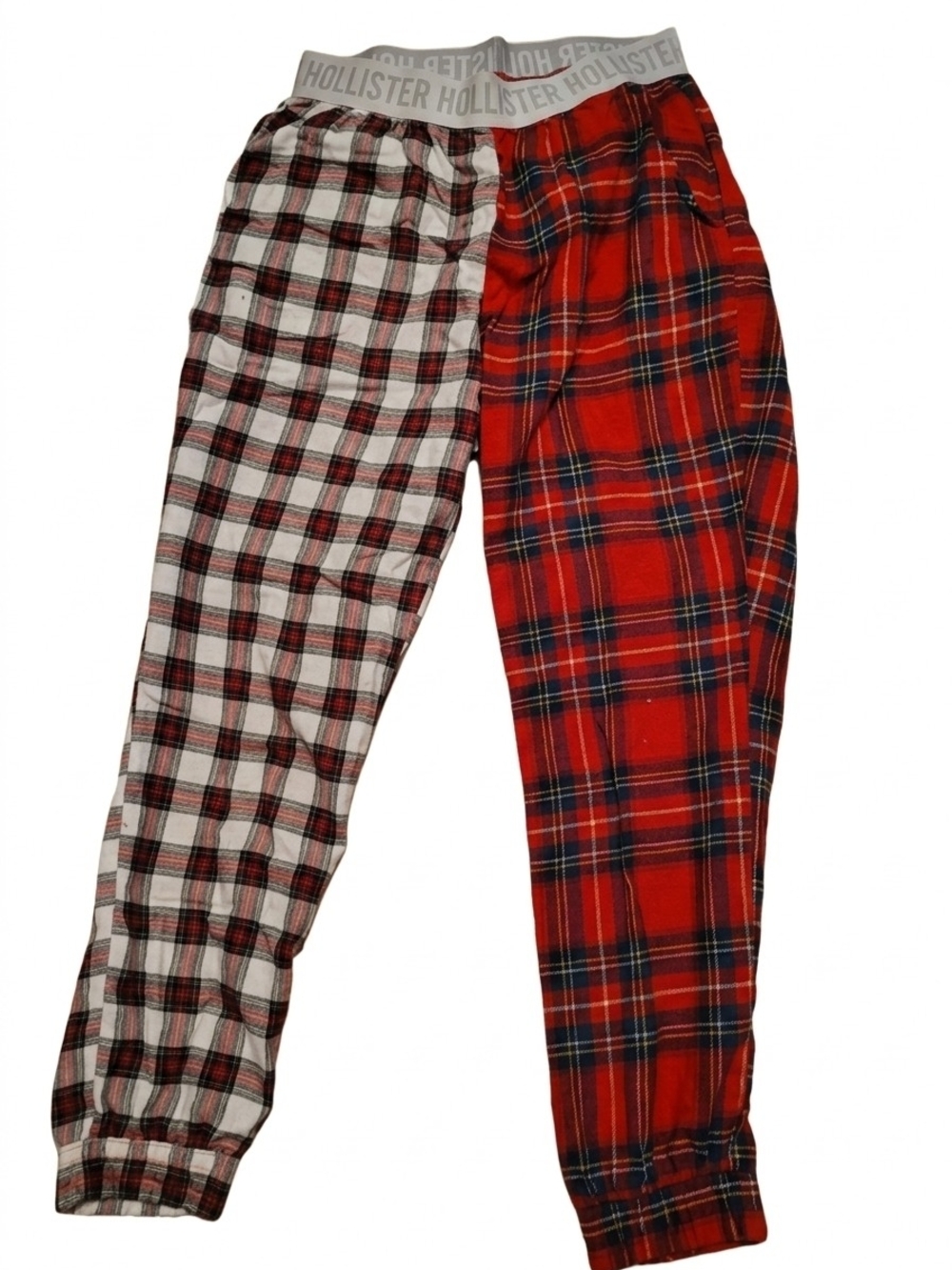 Hollister Red & White Plaid Mixed-Panel Pajama Joggers